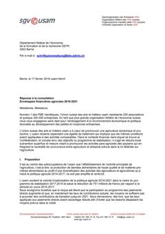  Réponse à la consultation Enveloppes financières agricoles 2018-2021
