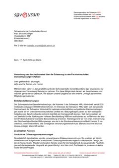  Verordnung des Hochschulrates über die Zulassung zu den Fachhochschulen; Vernehmlassungsverfahren