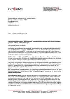  Vernehmlassungsantwort: Teilrevision des Strassenverkehrsgesetzes, des Ordnungsbussengesetzes und von acht Verordnungen