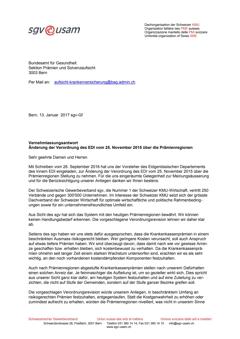  Vernehmlassungsantwort Änderung der Verordnung des EDI vom 25. November 2015 über die Prämienregionen