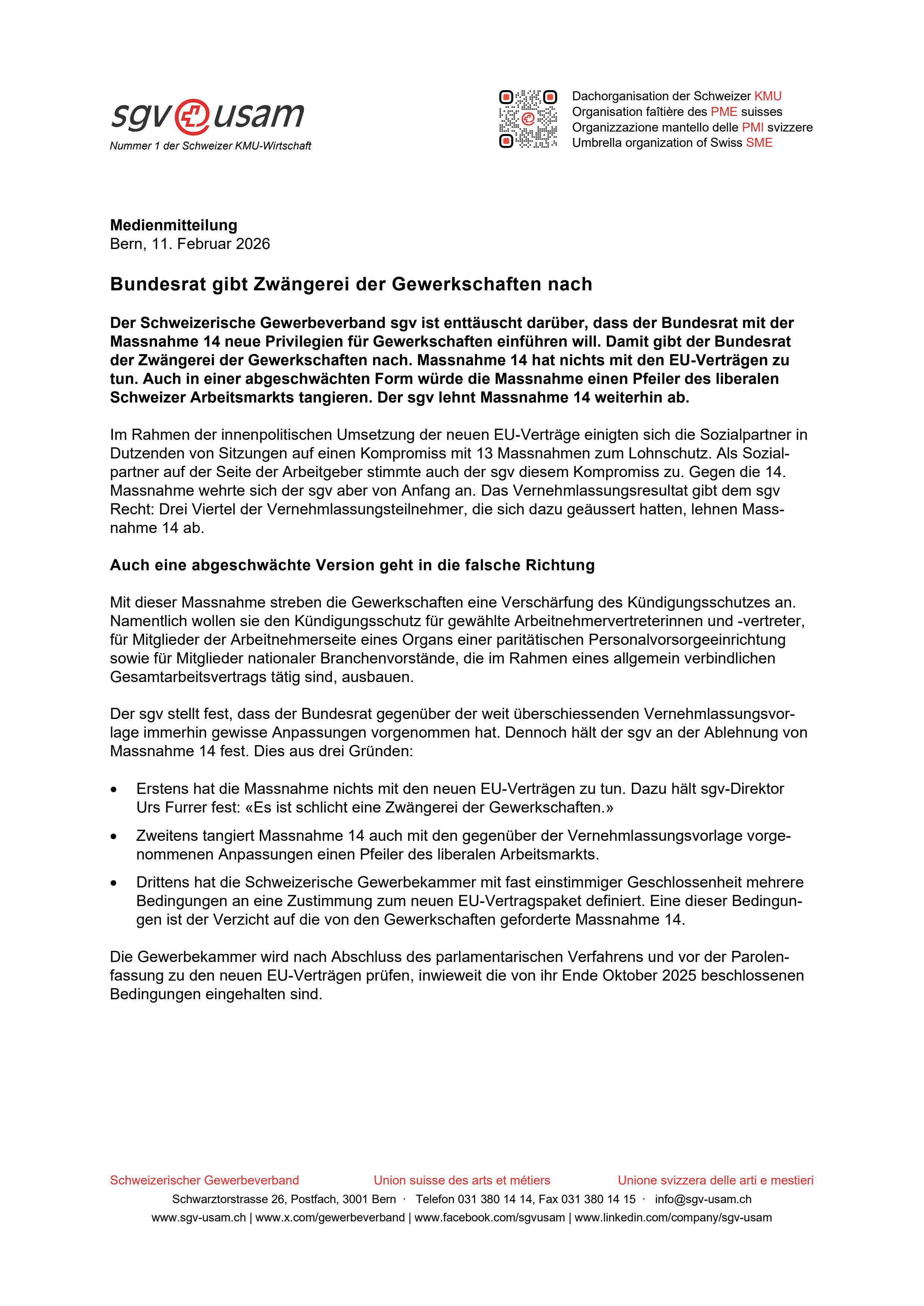 Massnahme 14: Zwängerei der Gewerkschaften schwächt den liberalen Arbeitsmarkt