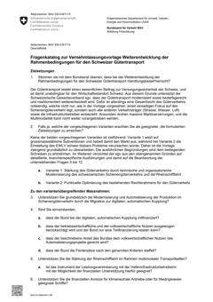  Weiterentwicklung der Rahmenbedingungen für den Schweizer Gütertransport - Fragekatalog BAV