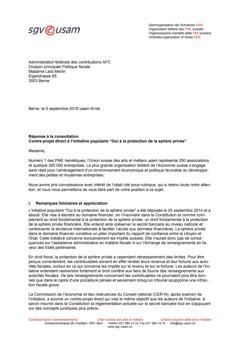  Réponse à la consultation Contre-projet direct à l’initiative populaire “Oui à la protection de la sphère privée”
