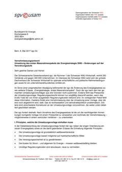  Vernehmlassungsantwort Umsetzung des ersten Massnahmenpakets der Energiestrategie 2050 – Änderungen auf der Verordnungsstufe