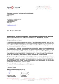  Vernehmlassung: Parlamentarische Initiative 15.456. Heraufsetzung der periodischen vertrauensärztlichen Kontrolluntersuchung für Senioren-Autofahrer vom 70. auf das 75. Altersjahr