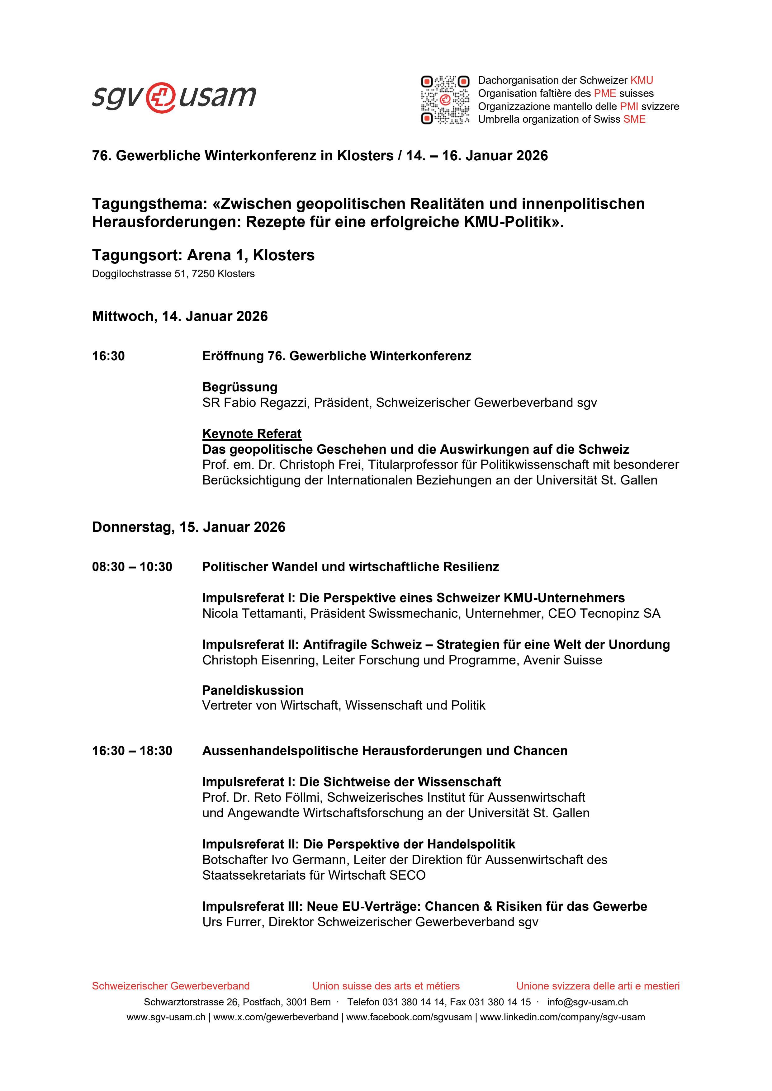  Programm 76. Gewerbliche Winterkonferenz