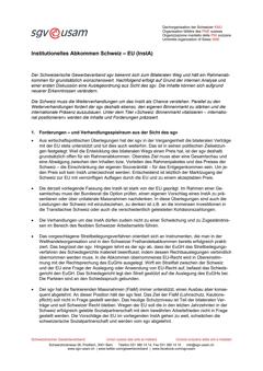  Positionspapier Institutionelles Abkommen Schweiz – EU (InstA)